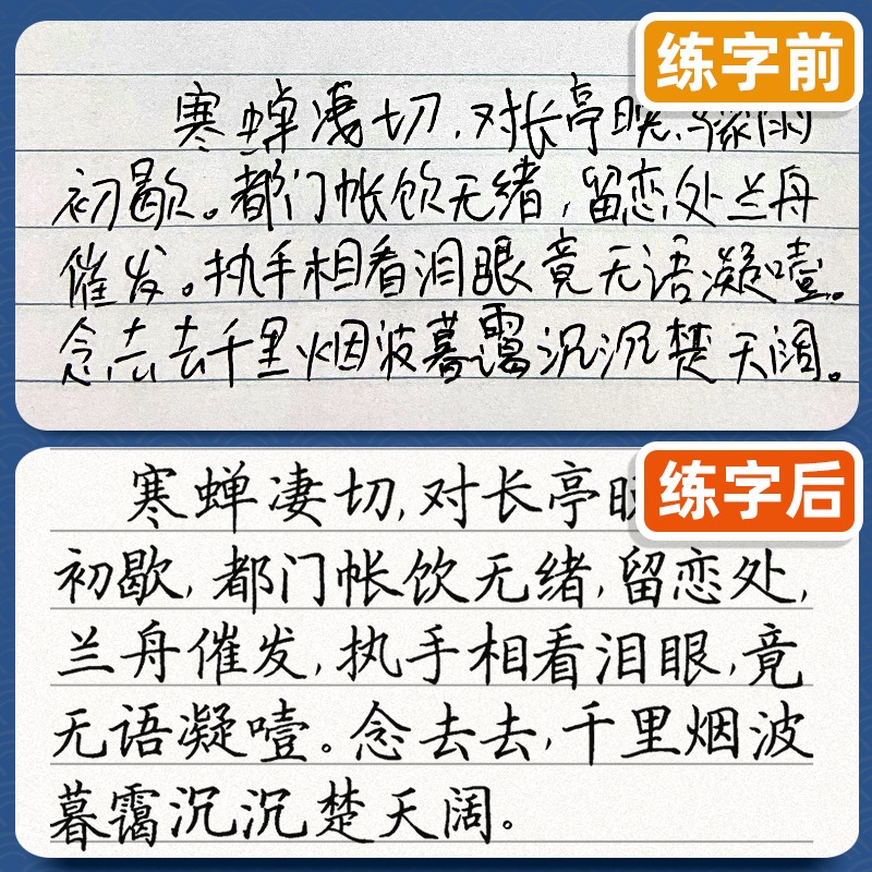 田英章楷书字帖学生专用高中生古诗文75篇小学生112首唐诗宋词初中生古诗文61篇语文部编人教版课本同步硬笔书法临摹描红纸练字帖4 - 图1