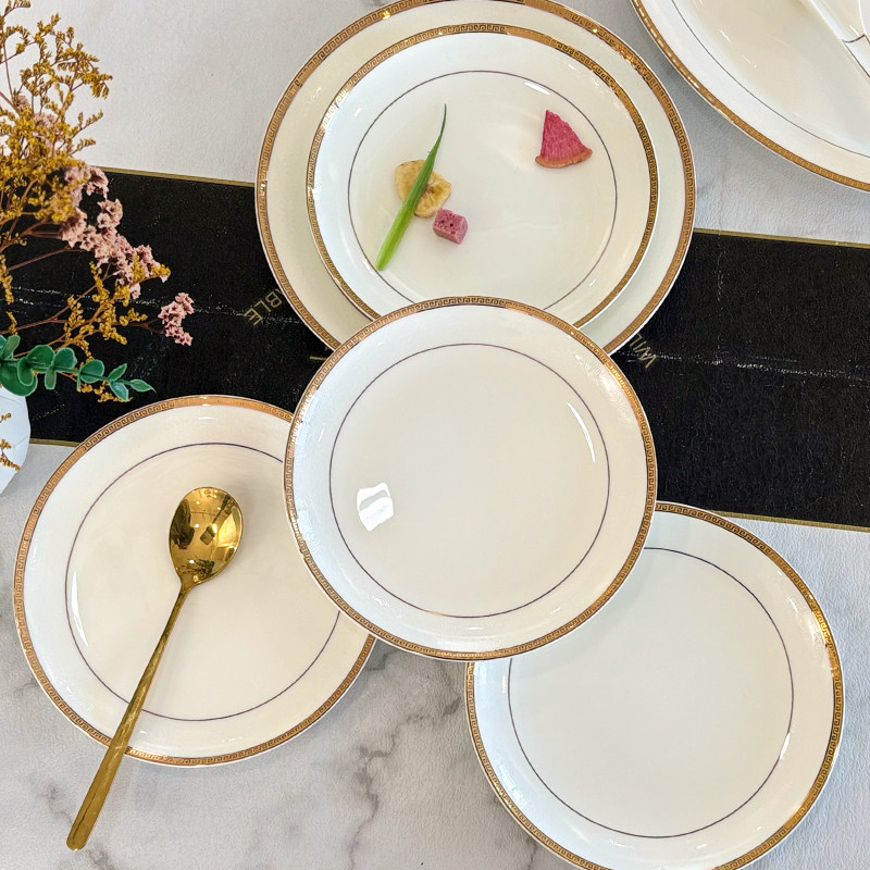盘子碗套装自由组合家用中式金边陶瓷菜盘碟子骨瓷中式好看的碗碟,淘宝优惠券,粉丝福利购,淘宝优惠卷