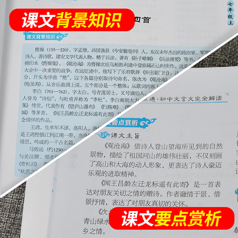 初中文言文完全解读全解一本通人教版初中生文言文逐句注解读练精华译注与赏析初中必背古诗文七八九年级阅读专项训练 - 图2