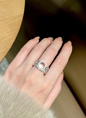 纯银水沫玉新中式国风宽戒指