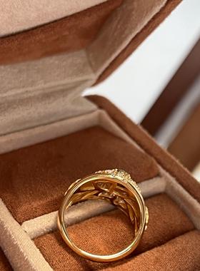 女手工拉丝复古虎眼石戒指