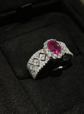 女红刚玉名媛气质宽版戒指