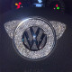 Volkswagen steering wheel with sequin crystal and diamond car logo decoration