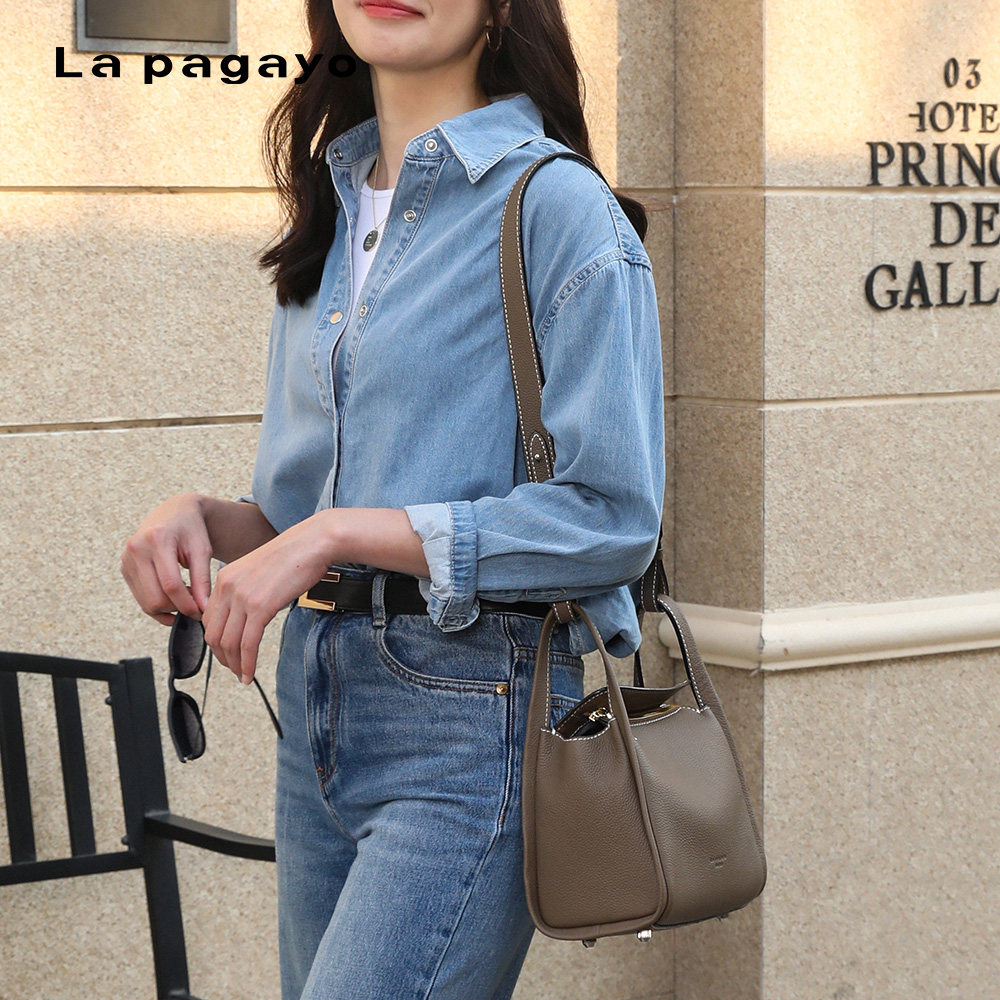 La pagayo/帕佳图真皮菜篮子包手拎包水桶包大容量单肩包斜挎女包,淘宝优惠券,粉丝福利购,淘宝优惠卷