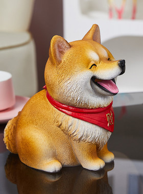 大容量儿童储蓄罐只进不出家居树脂摆件装饰柴犬存钱罐理财启蒙