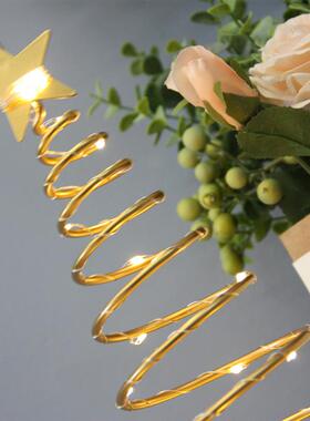 圣诞节迷你铁艺小桌面发光橱窗