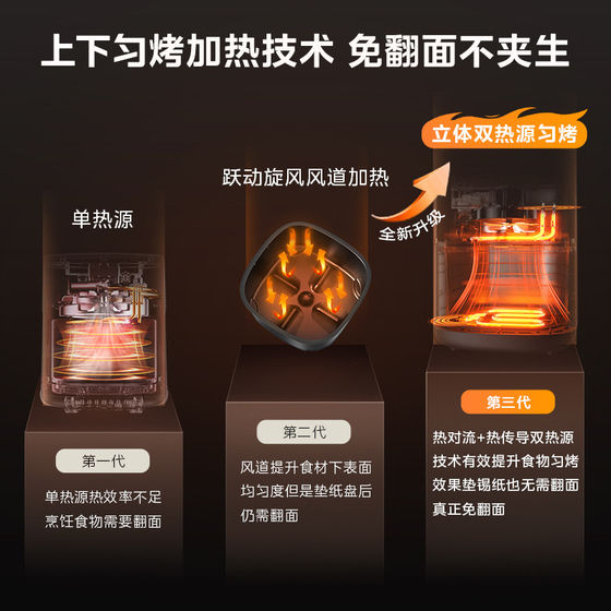 美的炎烤空气炸锅上下双热源家用多功能6.5L大容量免翻面蒸烤正品