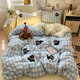 Ins girl heart plaid cat towel embroidered wash cotton four-piece set non-pure cotton student dormitory bed sheet three-piece set set