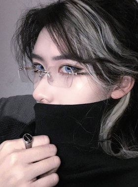 个性窄边无框墨镜男女高级感小脸