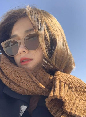 许红豆同款茶色偏光太阳眼镜圆脸