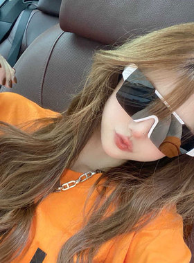 无框方形连体骑行墨镜未来科技感