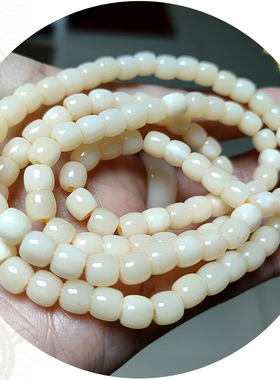 天然油润牛骨108颗手链手串桶珠佛珠文玩念珠饰品6-8mm真骨头手串