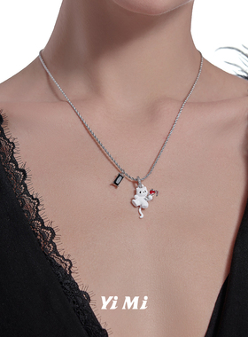 搞怪趣味酒鬼猫咪项链小众新款