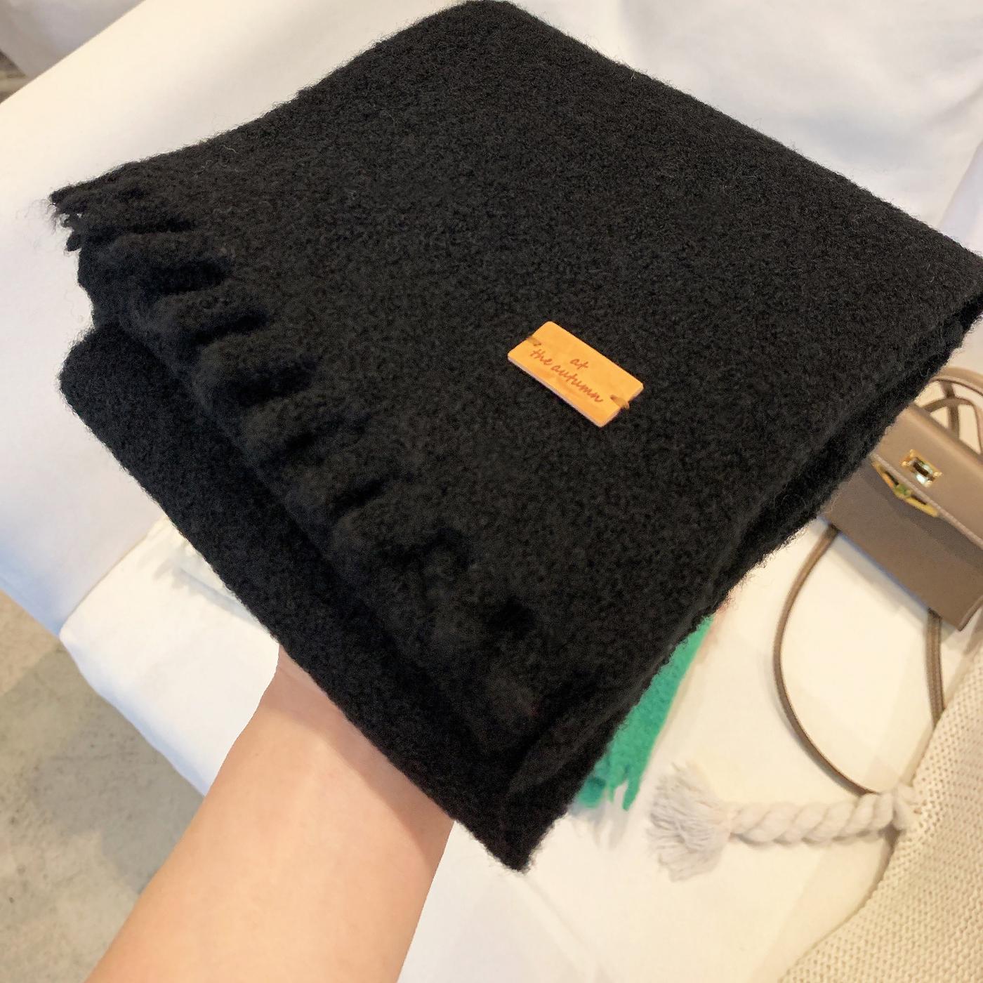 围巾女秋冬季2025新款韩版时尚百搭羊毛流苏糖果色保暖护颈小围脖 - 图3