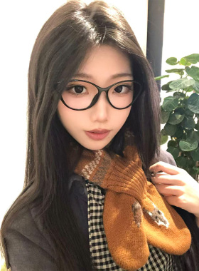 SLN复古针织围巾女秋冬保暖拼色小围脖时尚百搭围巾姜黄色韩版