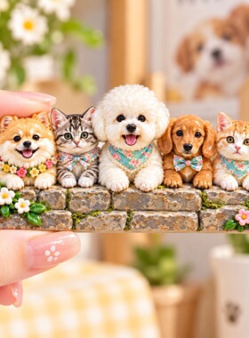 猫狗花园树脂浮雕磁吸冰箱贴跨境装饰品小礼品伴手礼纪念品批发