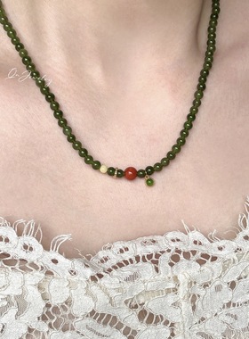 QnJewelry/点绛唇  天然碧玉南红s925纯银手串