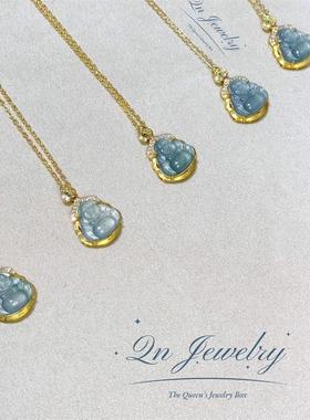 Qn Jewelry/Mini金尊佛公 纯银925可调节蓝水佛公项链A14