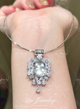 QnJewelry/ 香水瓶小福禄b6 s925纯银天然水沫玉项链A9