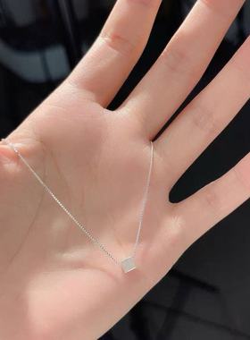 足银990 拉丝方糖套链情侣七夕礼物时尚潮流 精品一件代发