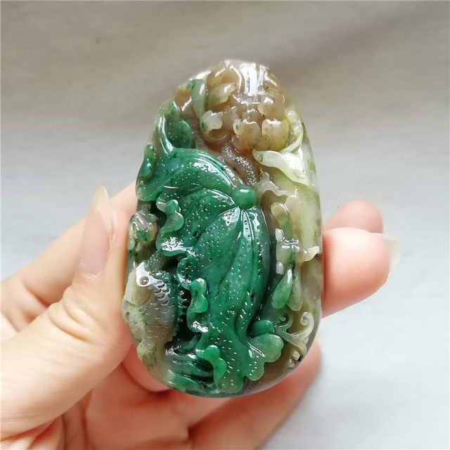 Collection of natural jade, Dushan Jade pendant, lotus fish, Dushan jade pendant, lotus leaf jade pendant, more than one pendant for many years, lotus rhyme, gift certificate