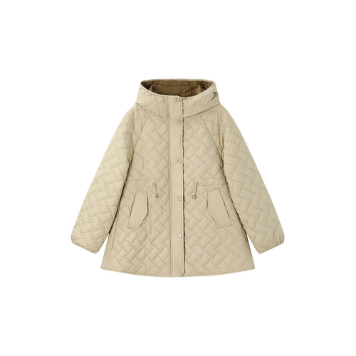 沫晗依美轻暖通勤花式绗缝棉衣25冬季新款休闲设计感连帽短款棉服 - 图3