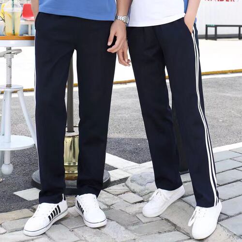 纯棉校服裤子两道杠中小学生运动校裤夏季一二条杠藏青色冰丝薄款 - 图2