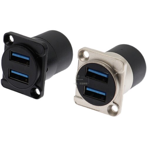 D型USB 3.0双口高速对接模块 A口双层数据传输直通插座 固定安装 - 图3