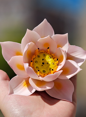 荷花中式茶道摆件禅意手工陶瓷花线香插香座家用莲花家居饰品香托