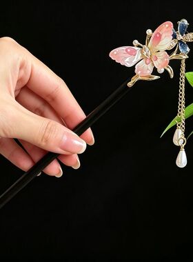 水滴形木簪佩戴古风高级感发簪