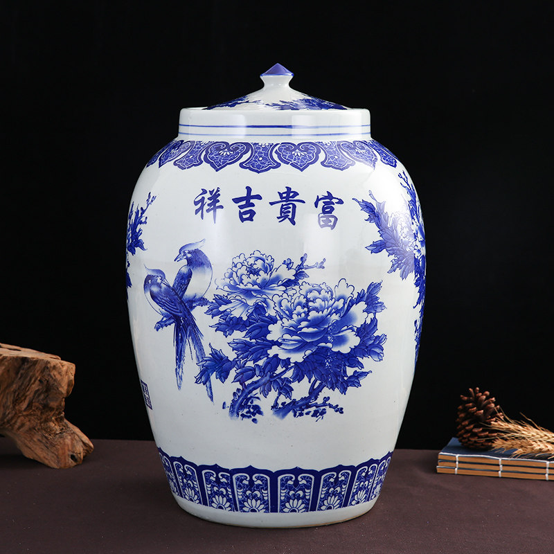 景德镇陶瓷米缸米桶水缸20/30斤50斤100斤带盖密封防潮储物罐防虫,淘宝优惠券,粉丝福利购,淘宝优惠卷