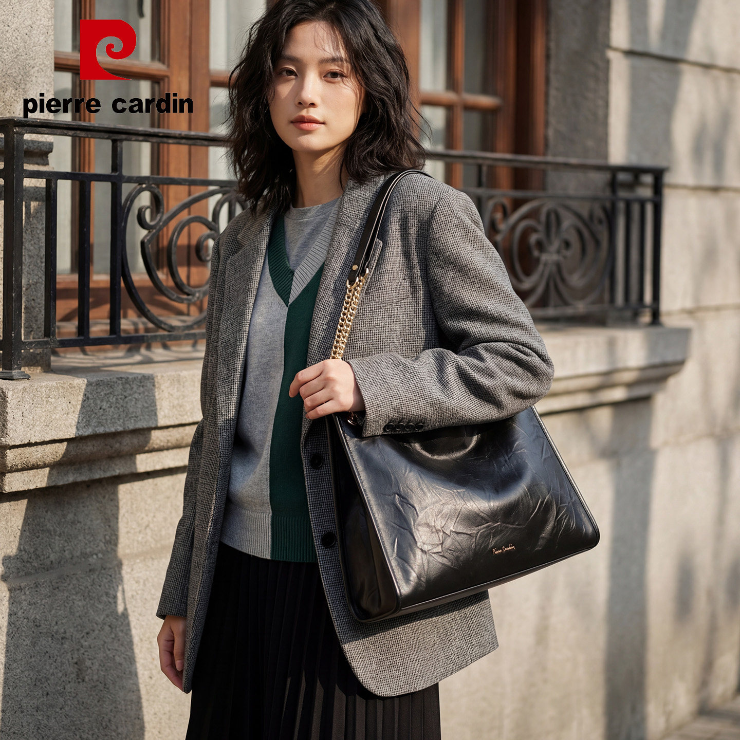 皮尔卡丹2025新款女包大容量潮流通勤休闲头层牛皮单肩手提托特包,淘宝优惠券,粉丝福利购,淘宝优惠卷