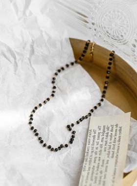 简约高级温柔黑水晶锁骨链颈链