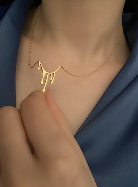 熔岩锁骨链水滴形状钛钢项链女