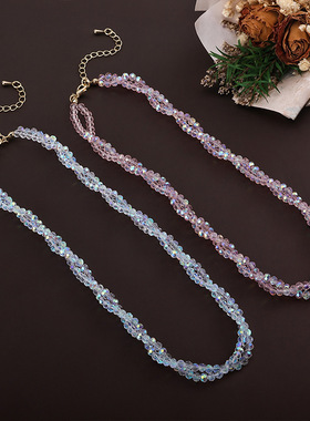 黑色尖晶石宝石锁骨链女14K镀银