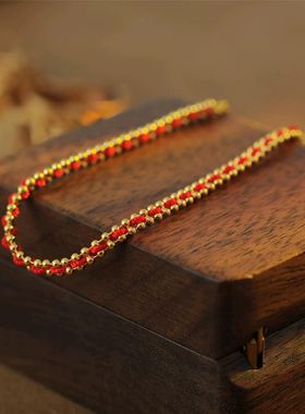 本命年法国红绳redline手链真金