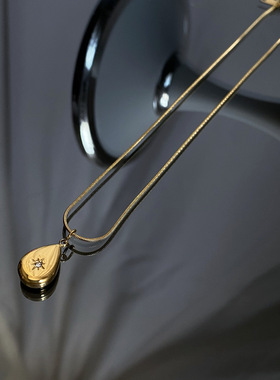 方块钛钢不掉色水滴星星项链女