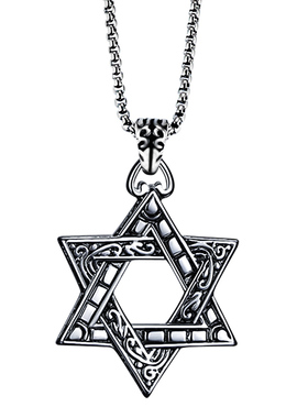 项链男潮六芒星军牌配饰