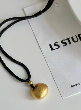 平安吊坠项链女小金坨黑绳锁骨链