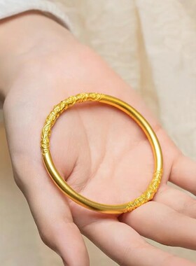 周家卷草纹手镯传承古法手环紫金花实行复古时尚饰品女