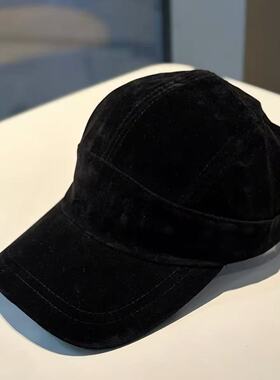 个性巧克力时尚磨砂麂皮绒棒球帽秋冬复古韩风百搭显脸小马术帽女