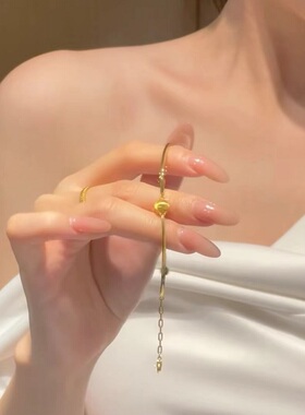 S925纯银手链复中古风猫眼镭射珠轻奢高端小众级设计感百搭精致潮