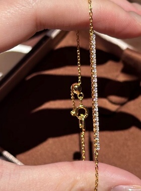 S925纯银项链微笑镶钻锆石爆闪轻奢高端小众级设计感锁骨颈手链潮