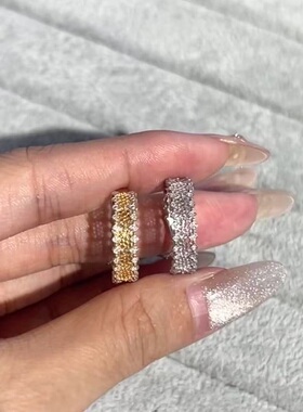 S925纯银戒指碳钻布家风蕾丝重工轻奢高端小众级设计感精致百搭潮