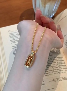 意大利中古十字金刚杵S925纯银镶钻项链轻奢小众高端级设计感颈链