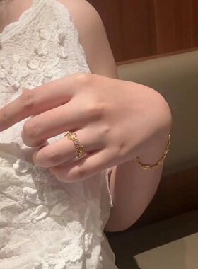 S925纯银戒指鸢尾花意大利老钱风复中古碳钻轻奢高端小众级设计感