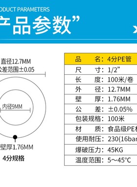 4分净水器PE管纯水机上水管直饮水软管商用净水机净水管接头配件