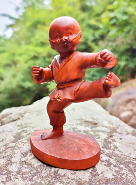 少林功夫小子摆件黄杨木雕仿古