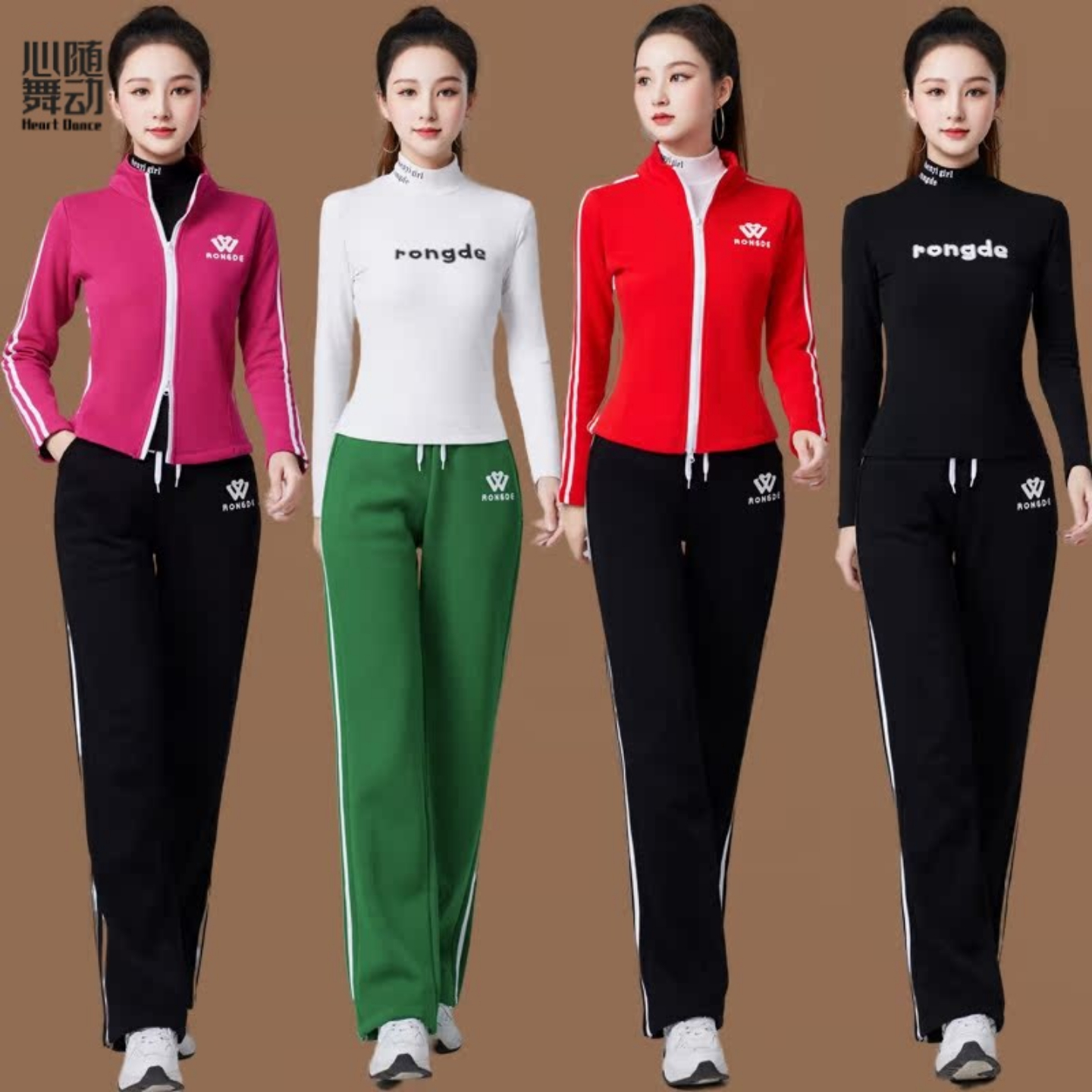 广场舞服装新款加绒外套打底时尚鬼步舞团体跳操服保暖健身套装女 - 图0