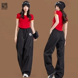 Короткий парашютист для спортзала, штаны, комплект, круглый воротник